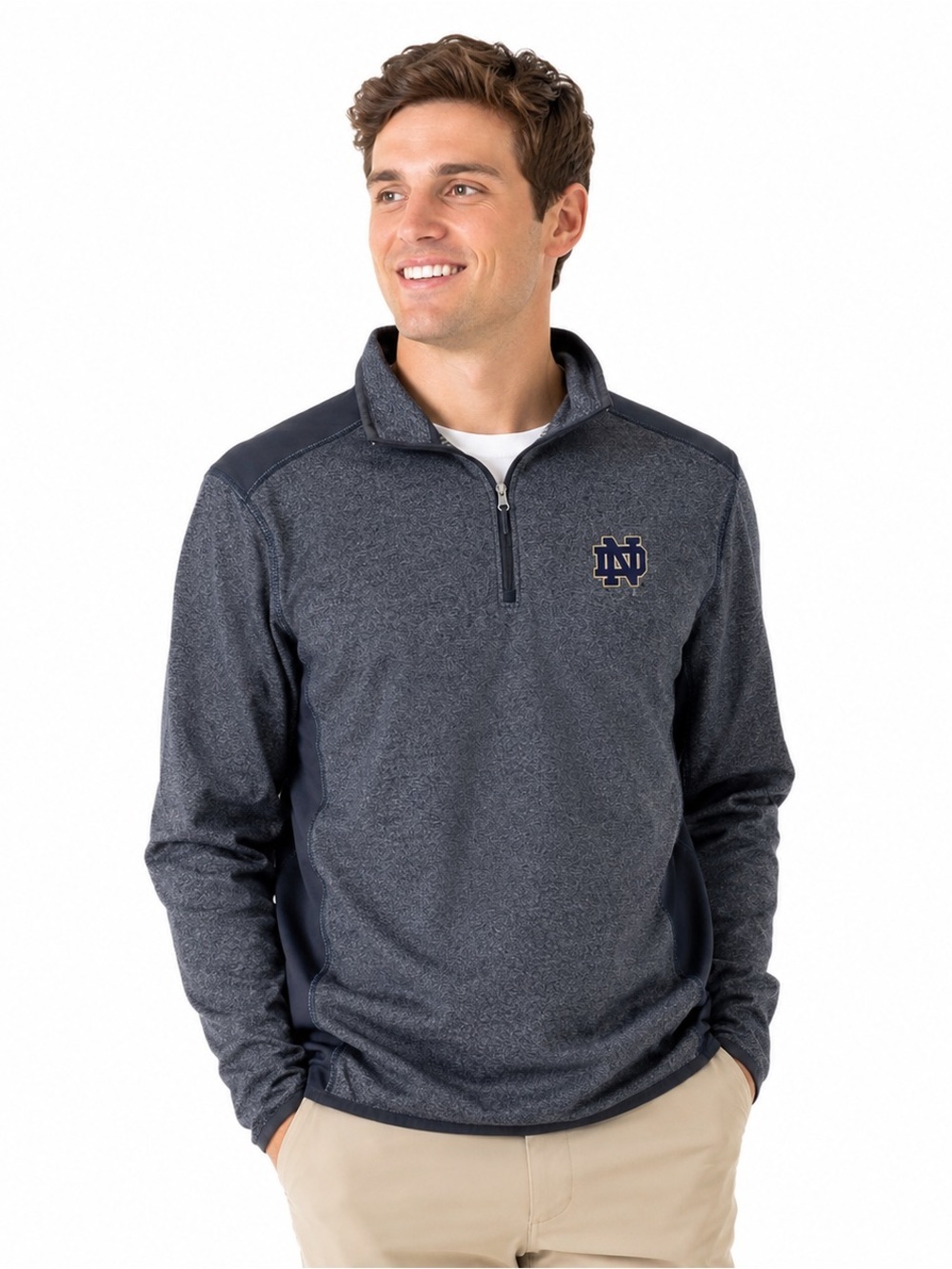Under Armour University of Notre Dame Quarter Zip Sweatshirt Gray
